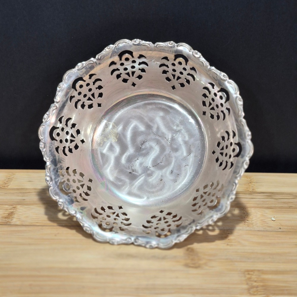 VTG 70s Carvelle Tarnish Resistant Scalloped Silverplate Bowl Germany Hoka